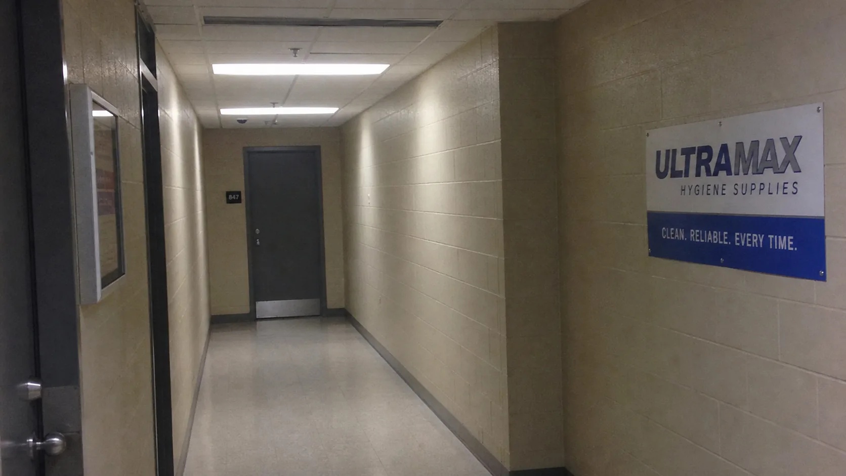 Recovered facility corridor photograph showing Room 847