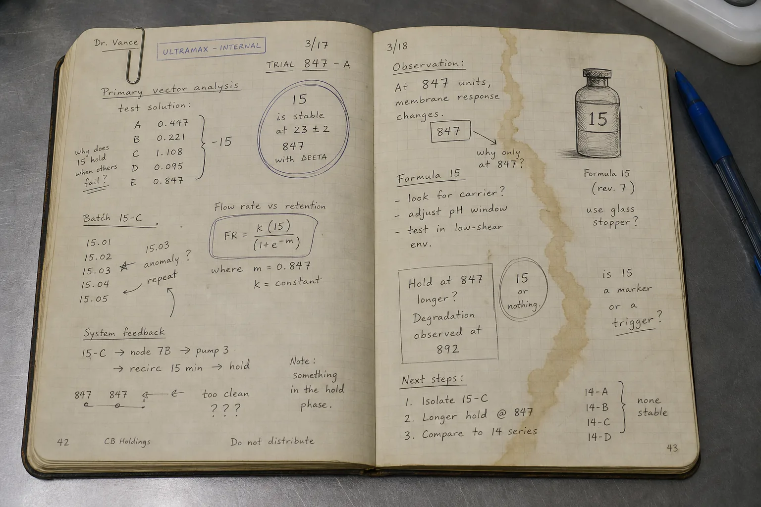 Dr. Vance notebook photograph
