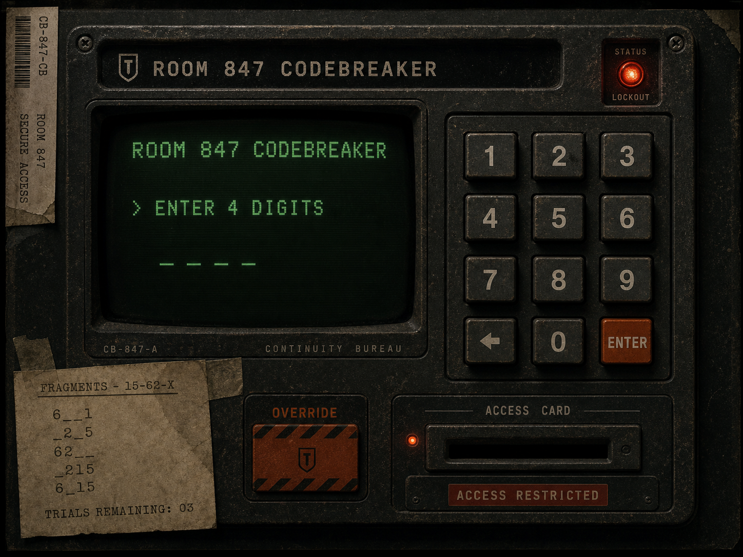 Room 847 Codebreaker terminal module